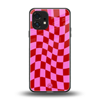 red pink trippy check pattern back phone cover | glass case for nothing phone 1
