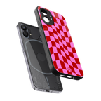 red pink trippy check pattern back phone cover | glass case for nothing phone 1