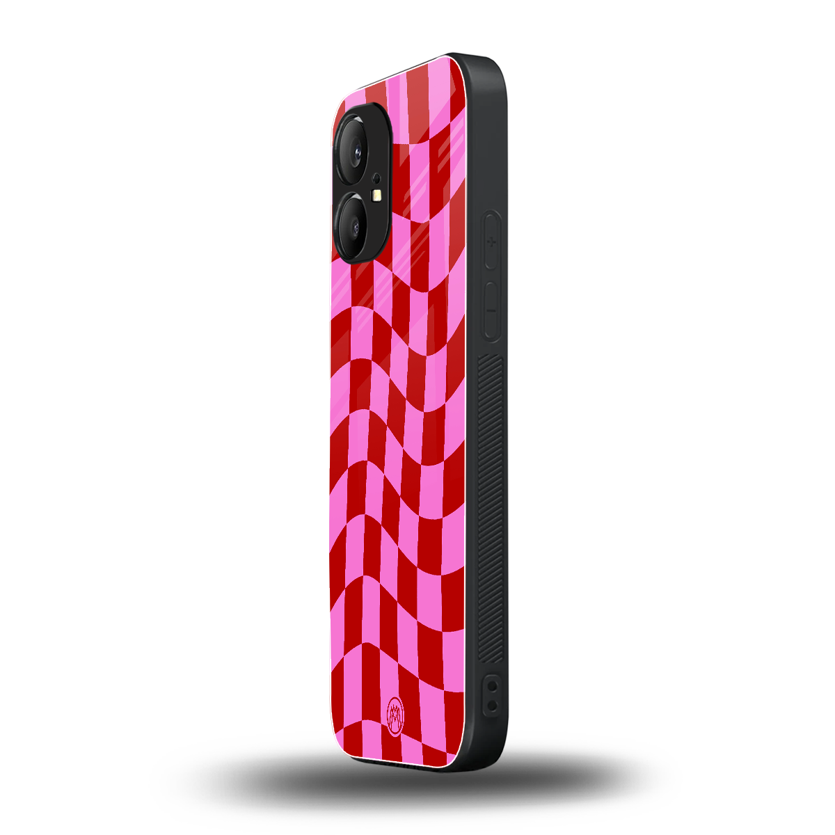 red pink trippy check pattern back phone cover | glass case for nothing phone 1