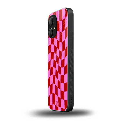 red pink trippy check pattern back phone cover | glass case for nothing phone 1