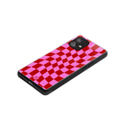 red pink trippy check pattern back phone cover | glass case for nothing phone 1