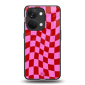 red pink trippy check pattern back phone cover | glass case for oneplus nord 3