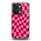 red pink trippy check pattern back phone cover | glass case for oneplus nord 3