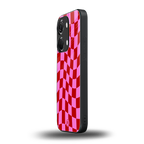 red pink trippy check pattern back phone cover | glass case for oneplus nord 3