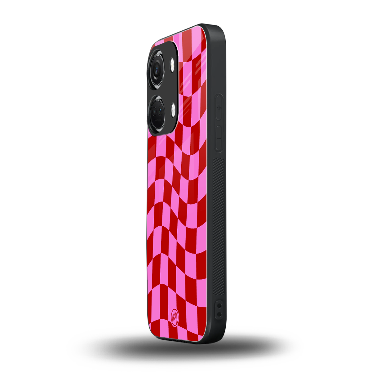 red pink trippy check pattern back phone cover | glass case for oneplus nord 3