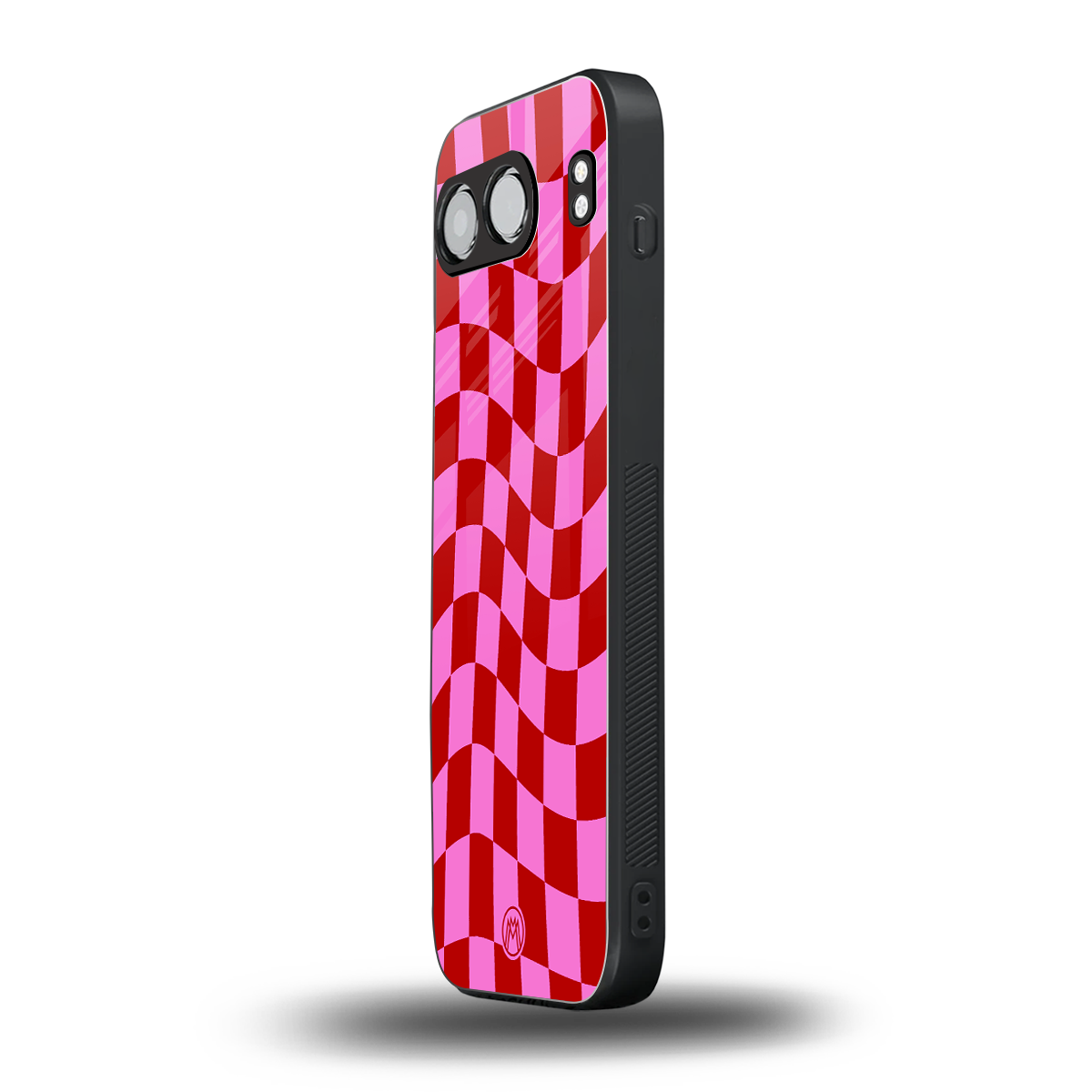 red pink trippy check pattern back phone cover | glass case for oneplus nord 4