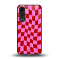 red pink trippy check pattern back phone cover | glass case for oneplus nord ce 4 lite