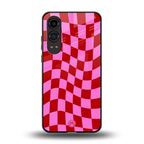 red pink trippy check pattern back phone cover | glass case for oneplus nord ce 4 lite