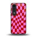 red pink trippy check pattern back phone cover | glass case for oneplus nord ce 4