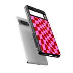 red pink trippy check pattern back phone cover | glass case for Google Pixel 8