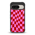 red pink trippy check pattern back phone cover | glass case for google pixel 9
