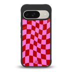 red pink trippy check pattern back phone cover | glass case for google pixel 9