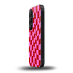 red pink trippy check pattern back phone cover | glass case for samsung galaxy s25