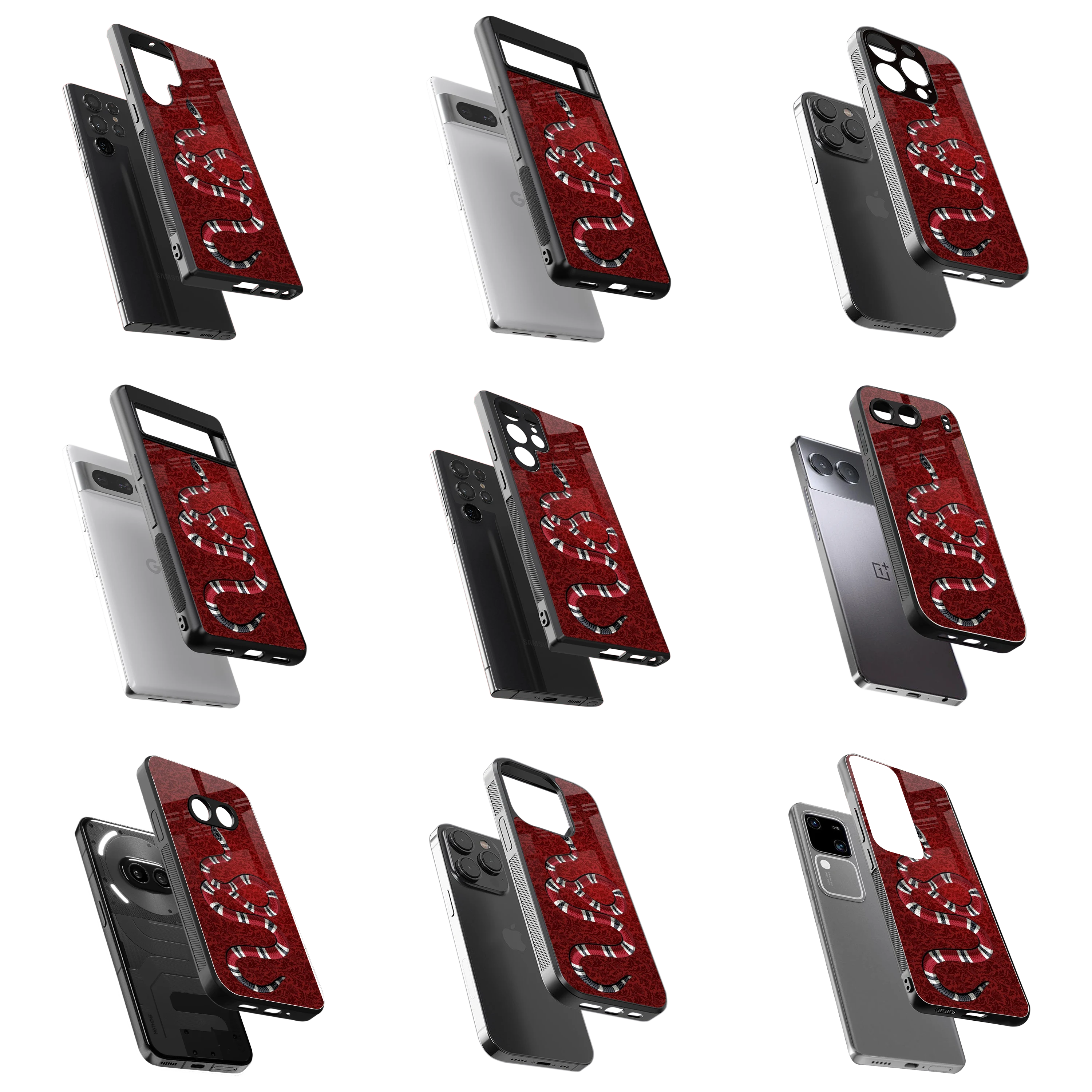 Durable Glass Back Mobile Case for iPhone, Samsung, OnePlus, Google Pixel, Redmi, Vivo, Oppo