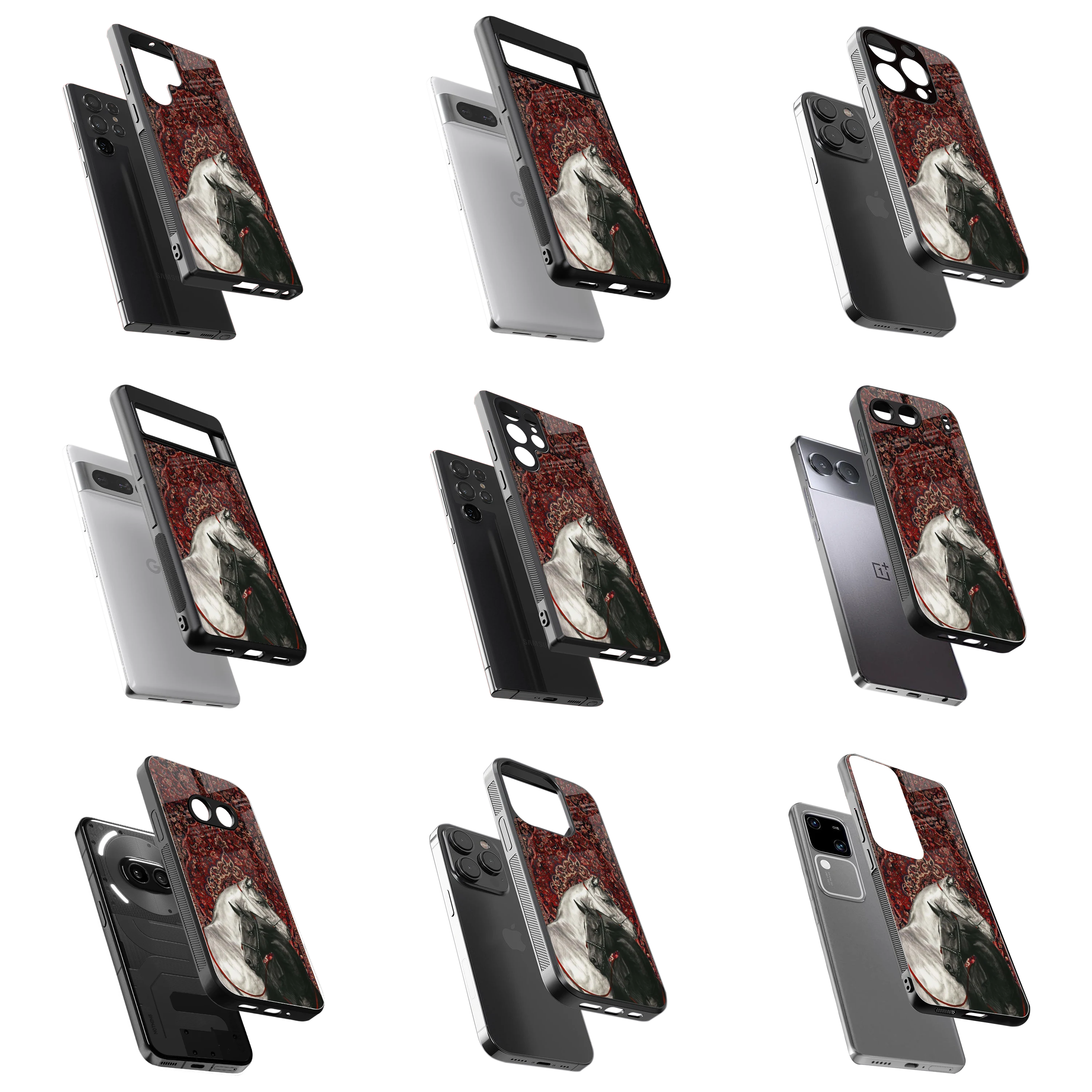 Durable Glass Back Mobile Case for iPhone, Samsung, OnePlus, Google Pixel, Redmi, Vivo, Oppo
