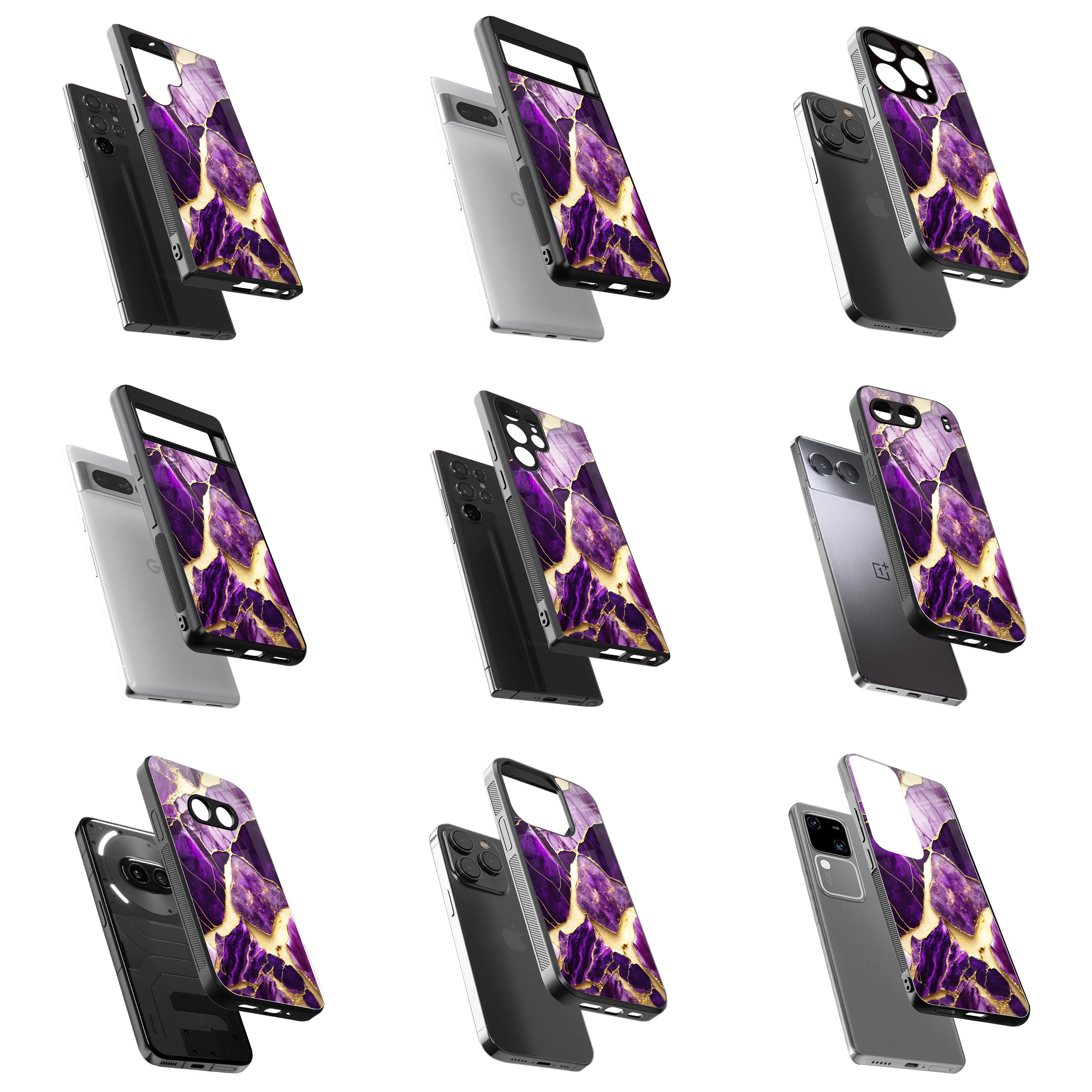 Durable Glass Back Mobile Case for iPhone, Samsung, OnePlus, Google Pixel, Redmi, Vivo, Oppo