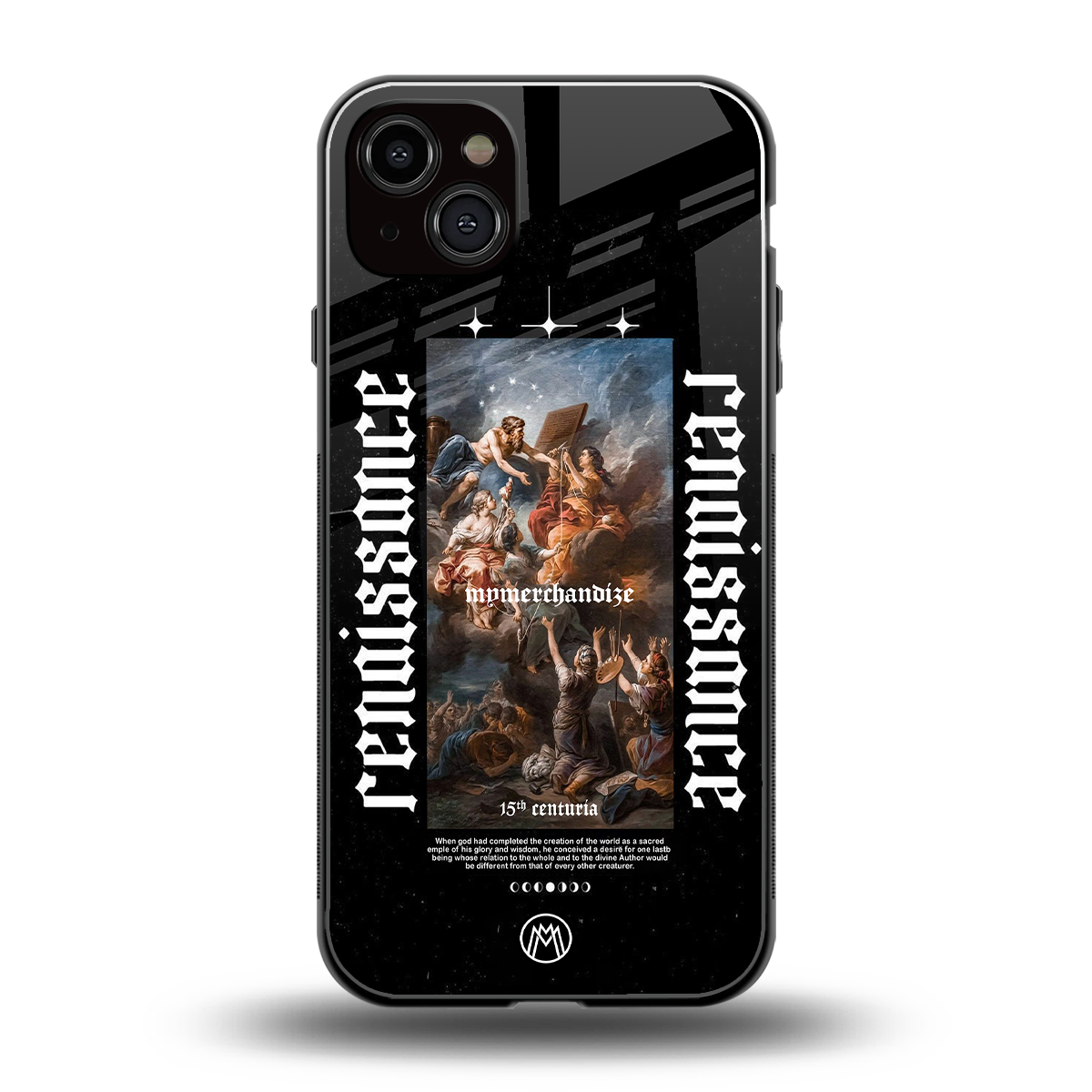 renaissance back phone cover | glass case for iphone 15 plus
