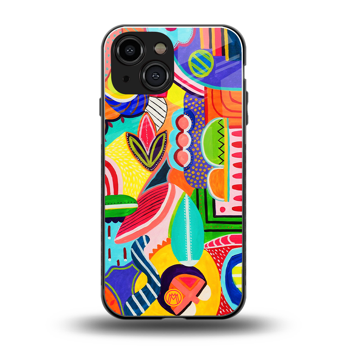 retro abstract back phone cover | glass case for iphone 13 mini