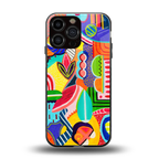 retro abstract back phone cover | glass case for iphone 13 pro max