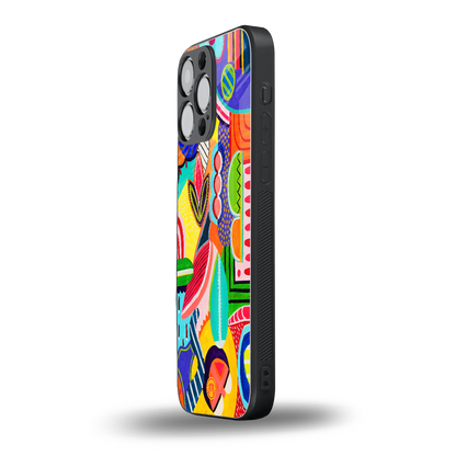 retro abstract back phone cover | glass case for iphone 13 pro max