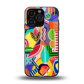 retro abstract back phone cover | glass case for iphone 13 pro
