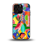retro abstract back phone cover | glass case for iphone 13 pro