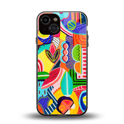 retro abstract back phone cover | glass case for iphone 13