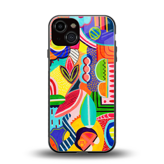 retro abstract back phone cover | glass case for iphone 13