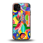 retro abstract back phone cover | glass case for iphone 15 plus