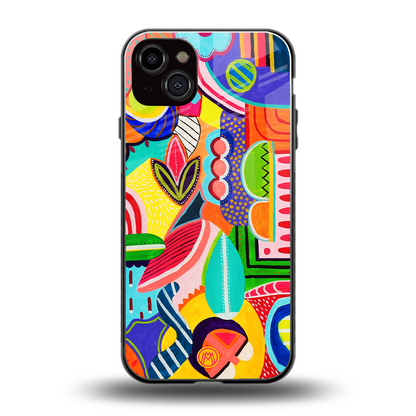 retro abstract back phone cover | glass case for iphone 14 plus