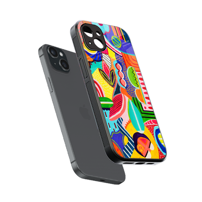 retro abstract back phone cover | glass case for iphone 14 plus