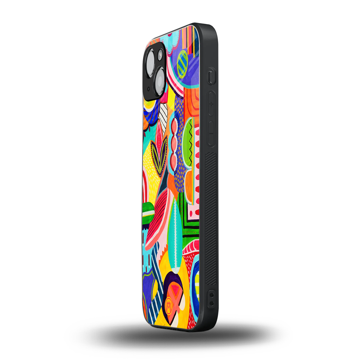 retro abstract back phone cover | glass case for iphone 15 plus