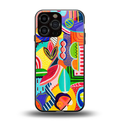 retro abstract back phone cover | glass case for iphone 14 pro max