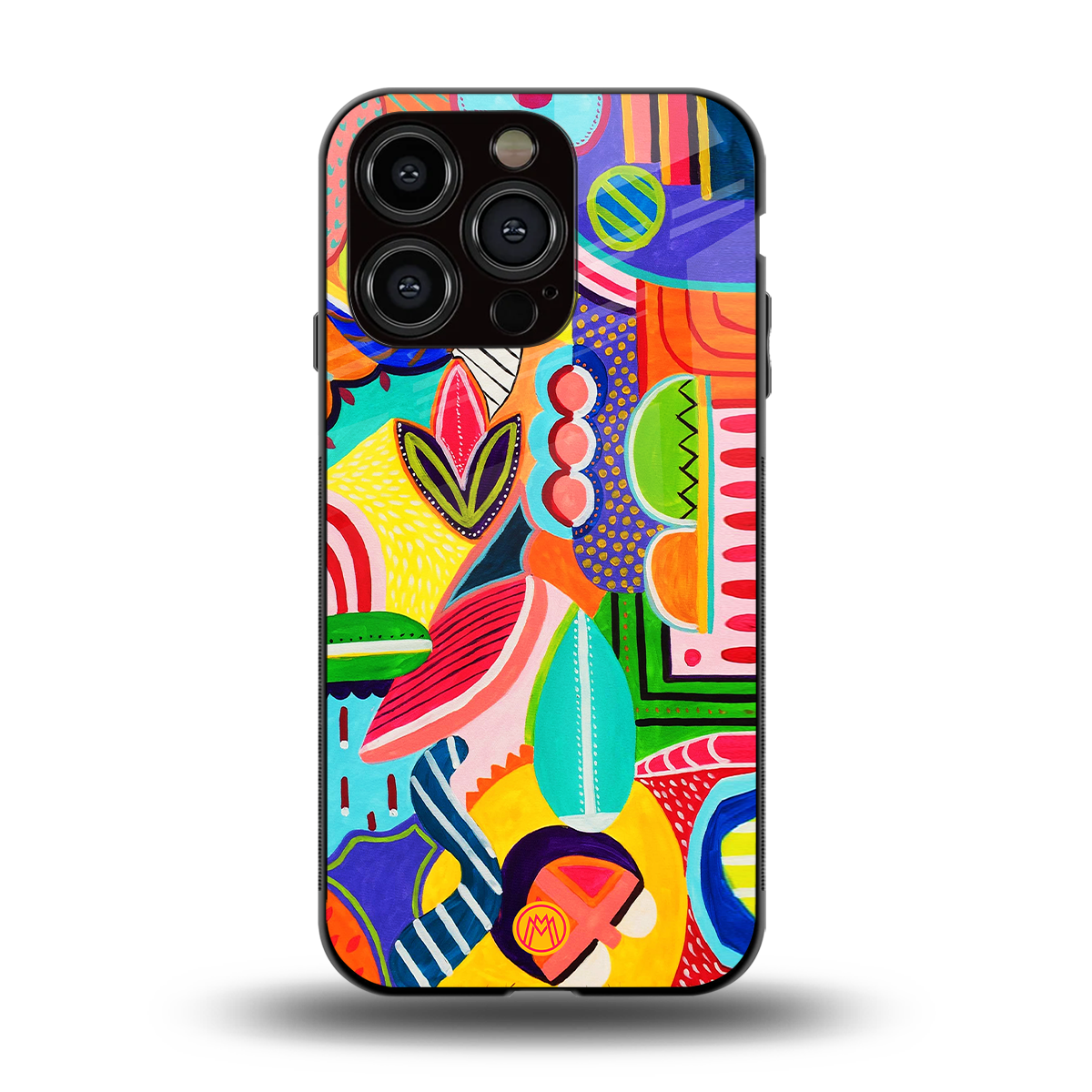 retro abstract back phone cover | glass case for iphone 15 pro