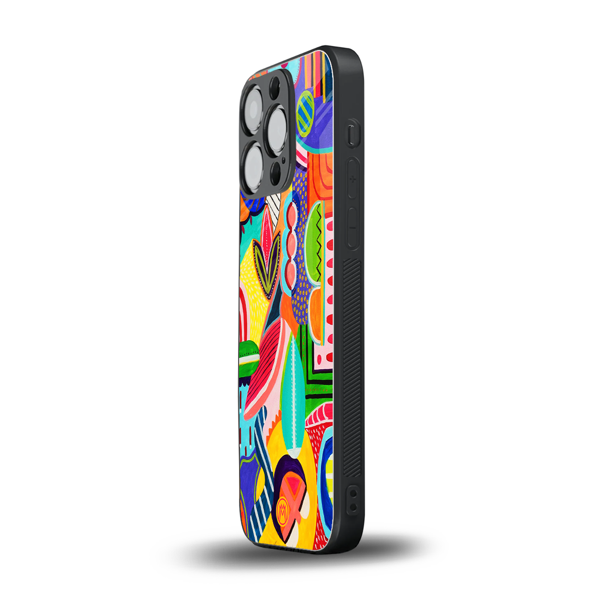 retro abstract back phone cover | glass case for iphone 15 pro