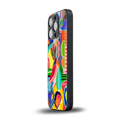retro abstract back phone cover | glass case for iphone 14 pro
