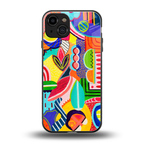 retro abstract back phone cover | glass case for iphone 15
