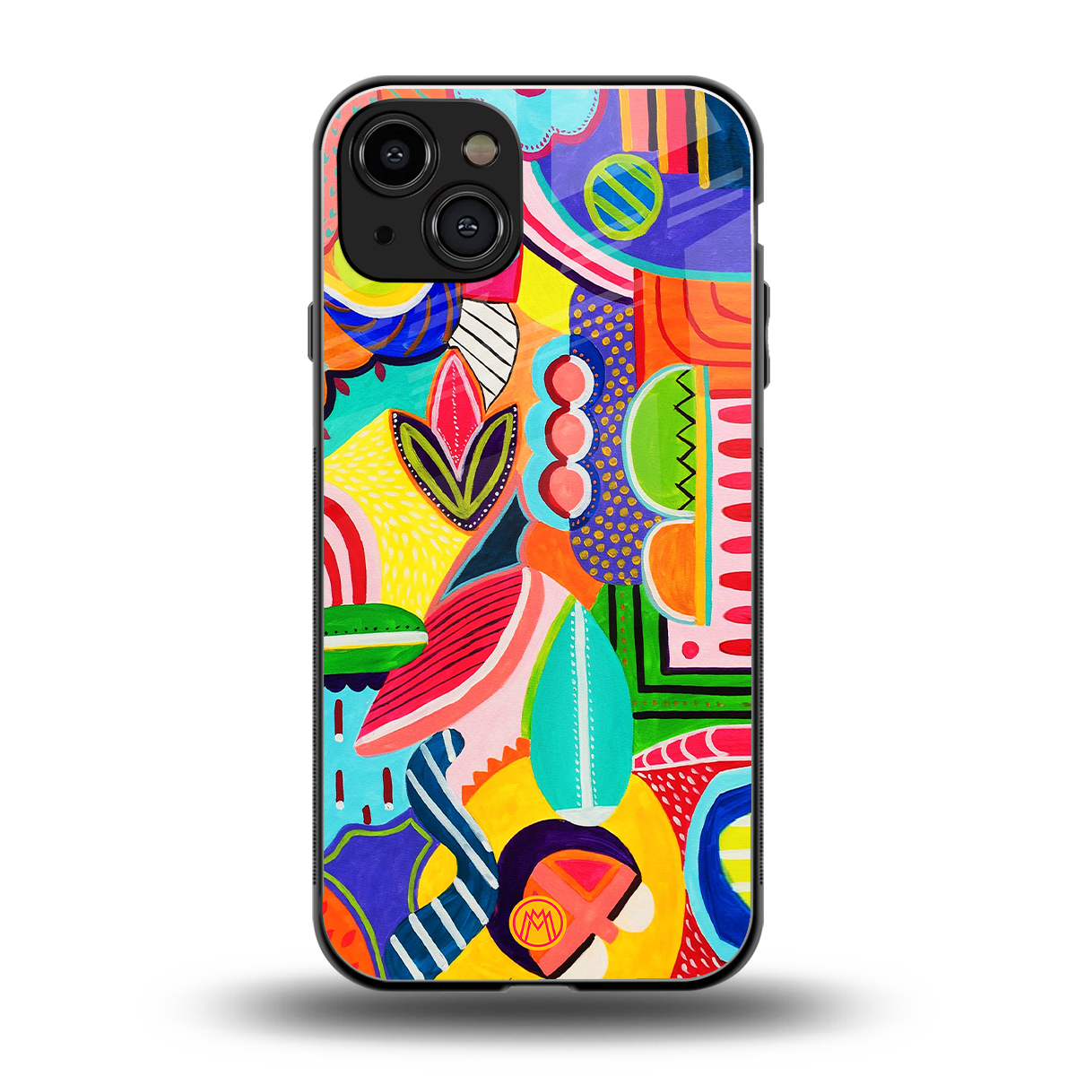 retro abstract back phone cover | glass case for iphone 15