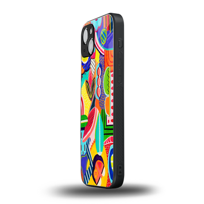 retro abstract back phone cover | glass case for iphone 15
