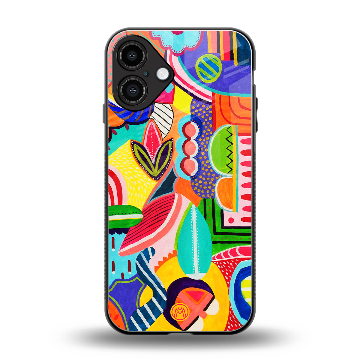 retro abstract back phone cover | glass case for iphone 16 plus