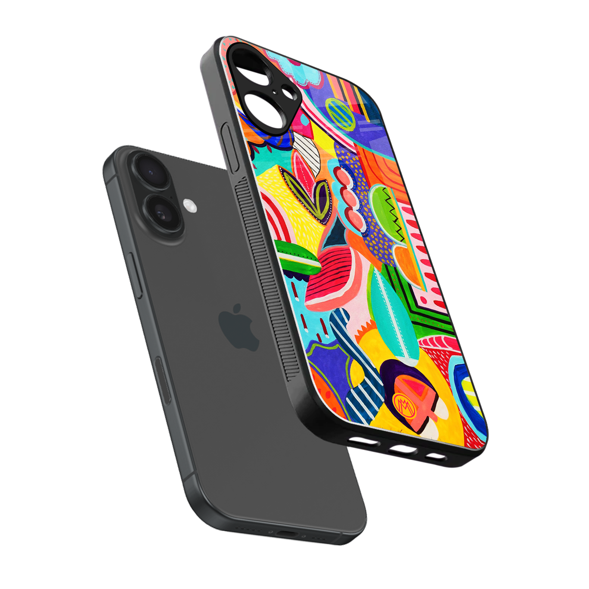 retro abstract back phone cover | glass case for iphone 16 plus