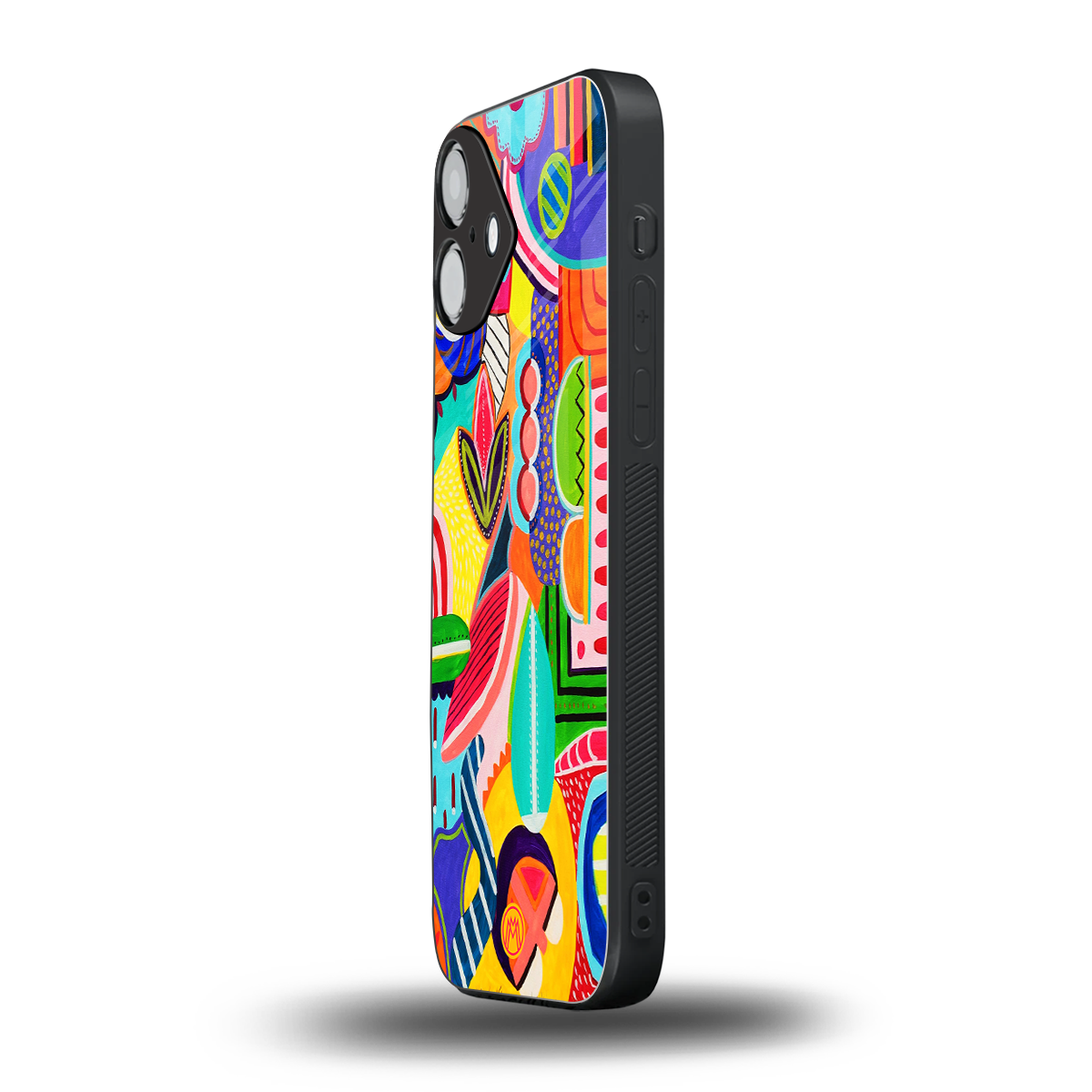 retro abstract back phone cover | glass case for iphone 16 plus