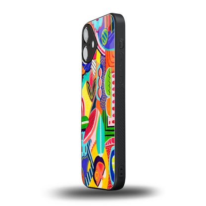 retro abstract back phone cover | glass case for iphone 16 plus