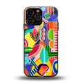 retro abstract back phone cover | glass case for iphone 16 pro max