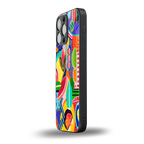 retro abstract back phone cover | glass case for iphone 16 pro max