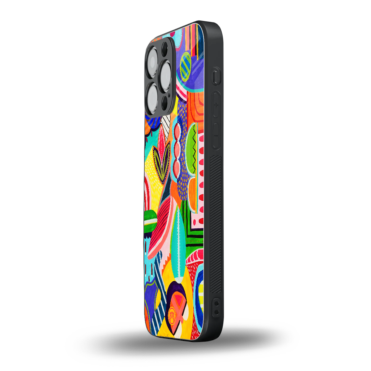 retro abstract back phone cover | glass case for iphone 16 pro max