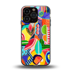 retro abstract back phone cover | glass case for iphone 16 pro