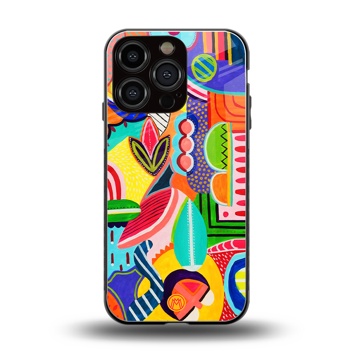 retro abstract back phone cover | glass case for iphone 16 pro