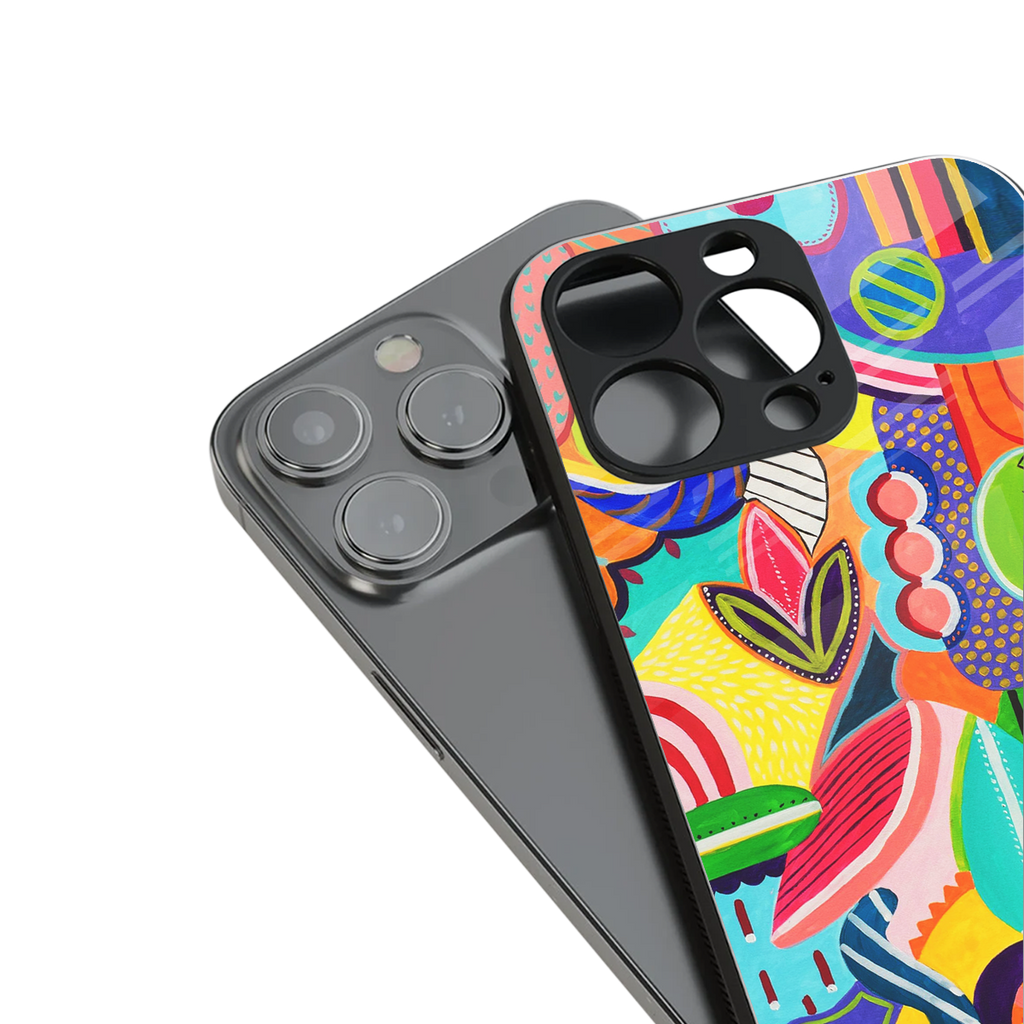 retro abstract back phone cover | glass case for iphone 16 plus