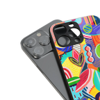retro abstract back phone cover | glass case for iphone 16 plus